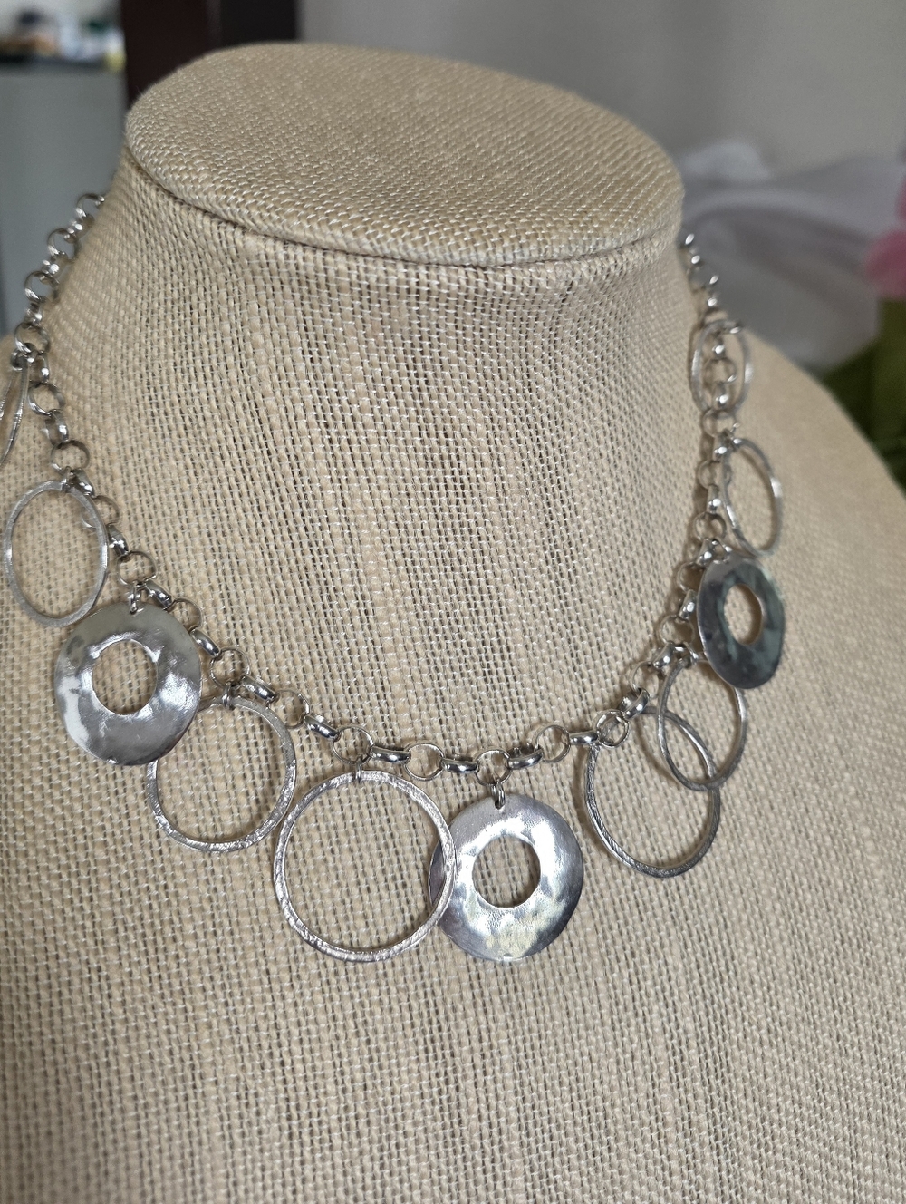 Silpada Sterling Silver  Hammered Circle Ring Necklace N1325